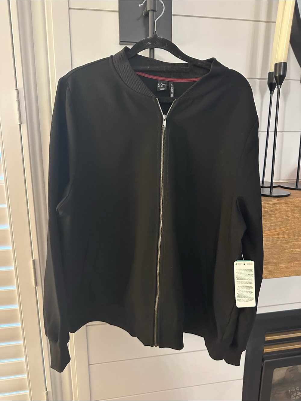 Simons Black Bomber Jacket with Silver Zip